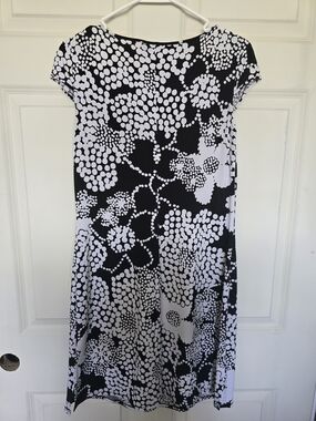 Laundry By Shelli Segal Black & White Floral Dot Midi Dress